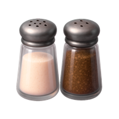 To krydderiglas med salt og peber, designet til bordbrug.