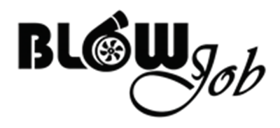Et logo med teksten BLOW Job, der kombinerer typografi og grafiske elementer.