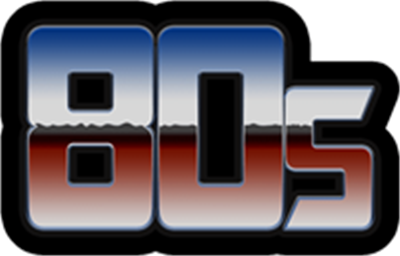 En stiliseret tekst med tallet 80s i retro-farver, der fremkalder nostalgi.