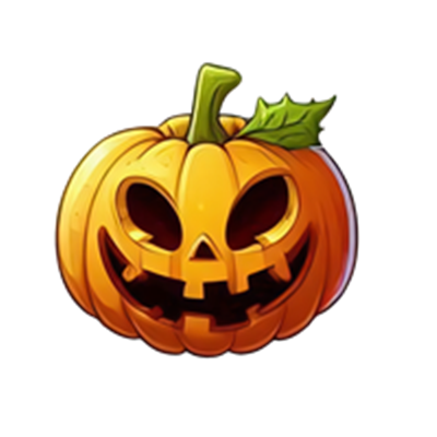 Et farverigt græskar med et skræmmende ansigt, perfekt til Halloween-dekoration.