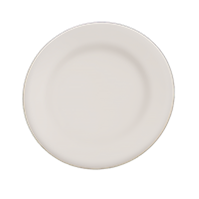 En simpel, hvid tallerken med en glat overflade, ideel til servering.
