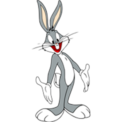 En glad og livlig grå kanin med lange ører og et charmerende smil.