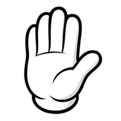 Et stiliseret billede af en åben hånd, ofte brugt som et gestus-symbol.