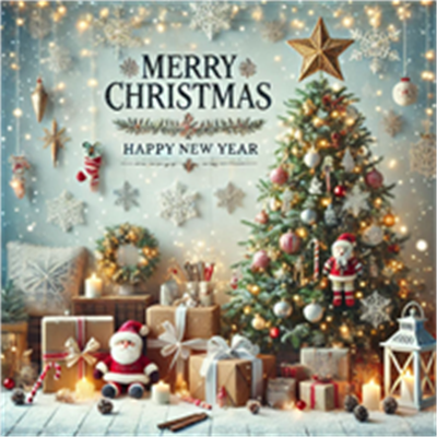 Et festligt julemiljø med et smukt pyntet juletræ, gaver og lys.