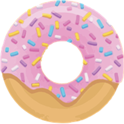 En lækker donut med pink glasur og farverigt strøssel på toppen.