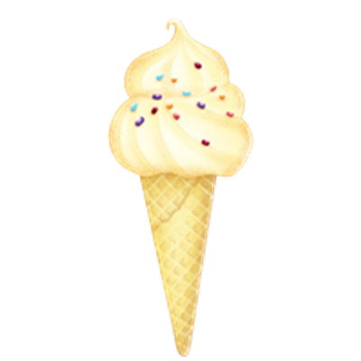 Et billede af en isvaffel med blød flødeskum og farverige drys på toppen.