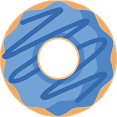 En donut med blå glasur og en gylden skorpe, dekorativ og indbydende.