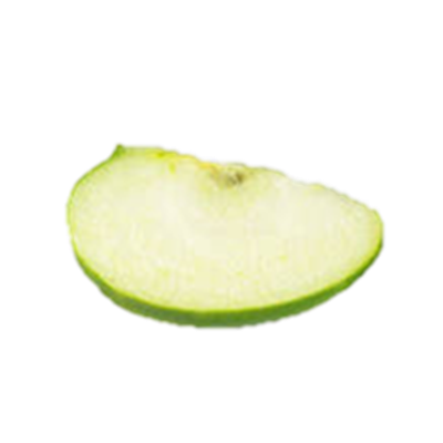 En skive af et grønt æble, der viser den saftige og friske inderside.