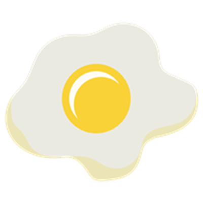 Et stiliseret billede af et spejlæg med en lys gul blomme.