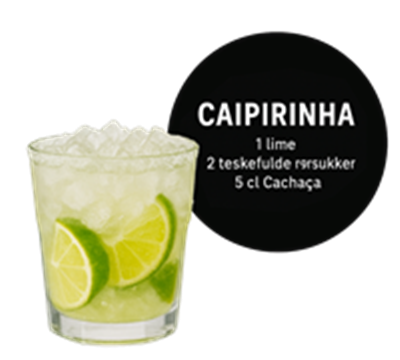 En forfriskende Caipirinha med lime, sukker og cachaça.