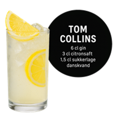 En forfriskende cocktail med gin, citronsaft og sukkerlage, pyntet med citron.