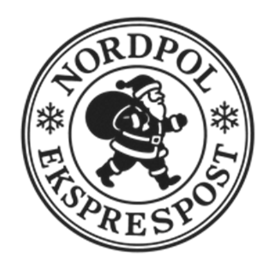 Et stempel med teksten NORDPOL EKSPRESPOST og et billede af en julemand.