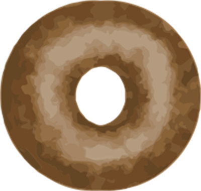 Et billede af en donut med en blød, brun farve og klassisk form.