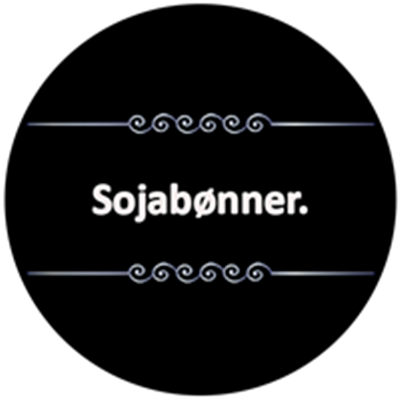 Billedet viser teksten Sojabønner på en sort baggrund, hvilket indikerer fokus på denne afgrøde.