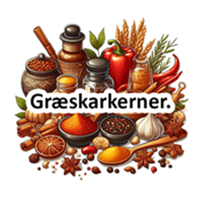 Et farverigt udvalg af krydderier, urter og ingredienser til madlavning.