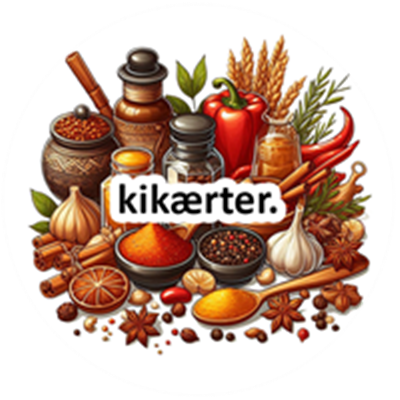 Et farverigt udvalg af krydderier, olier og ingredienser til madlavning.