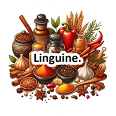 Et farverigt udvalg af krydderier og ingredienser til at lave linguine.