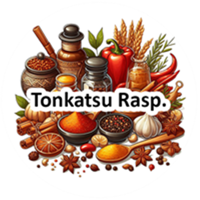 Et farverigt arrangement af krydderier, urter og ingredienser til Tonkatsu retter.