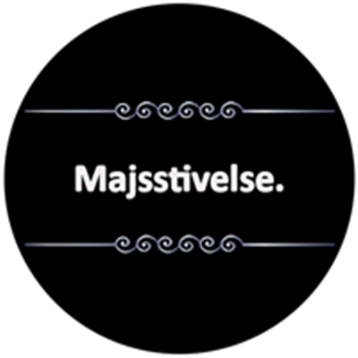 Et minimalistisk design med teksten Majsstivelse præsenteret på en sort baggrund.