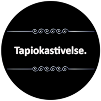 Billedet præsenterer teksten Tapiokastivelse på en sort baggrund, hvilket indikerer fokus på tapiokastivelse.