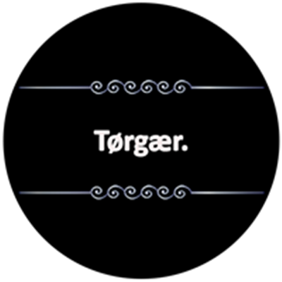 Billedet viser teksten Tørgær. præsenteret med en dekorativ ramme.