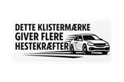 Et klistermærke, der hævder at give flere hestekræfter til bilen.