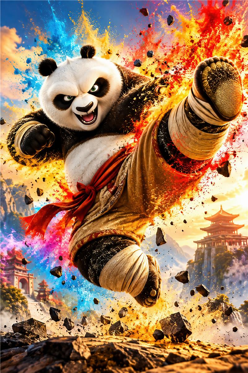 Kung fu-panda i actionfyldt kamp – forhåndsvisning af plakat