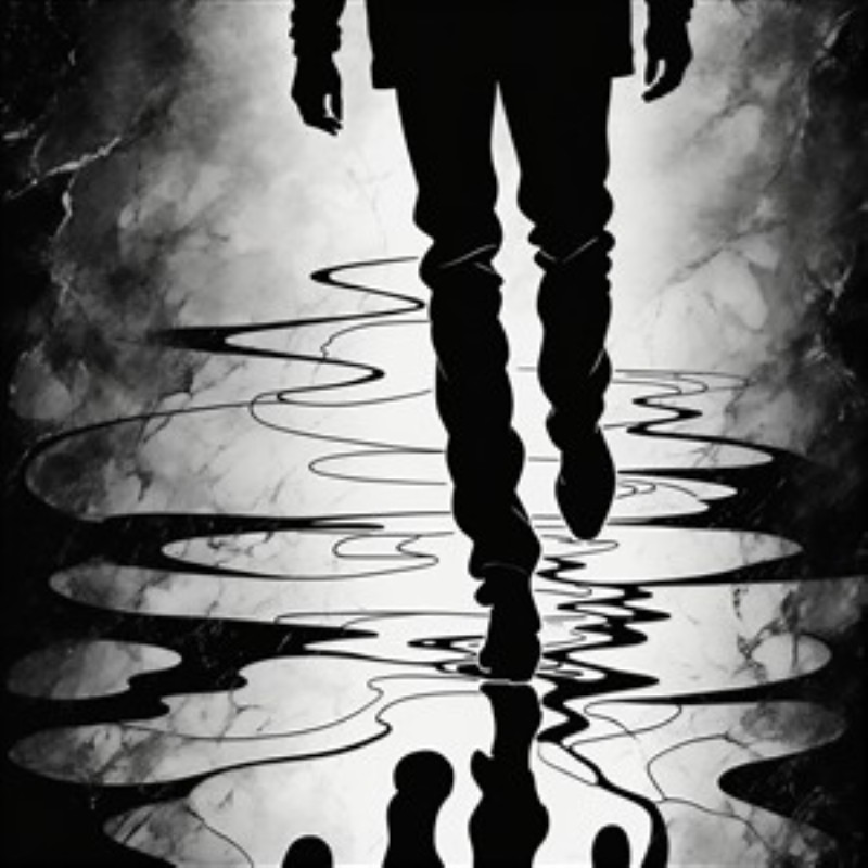 Gå På Vand: Abstrakt Refleksion - Oplev det stiliserede og tankevækkende motiv af en person, der går på vand i en surrealistisk verden. Refleksionerne i vandet giver en drømmende og meditativ stemning, perfekt til at tilføje en unik atmosfære til dit rum.