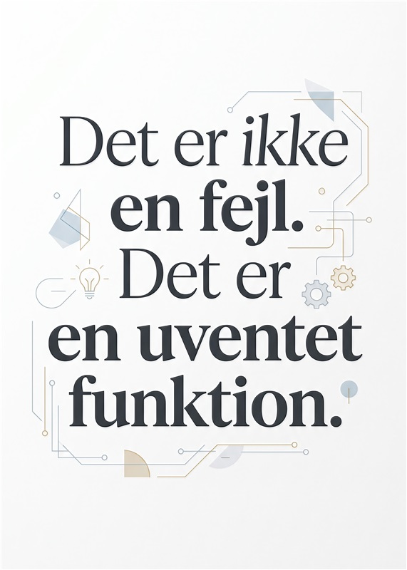 Uventede funktioner: Et inspirerende blik - Giv dit rum et stemningsfuldt løft med dette inspirerende poster, der minder os om, at fejl ofte er uventede funktioner. Det perfekte valg til kreative rum eller hjemmekontoret, hvor inspiration og innovation blomstrer.