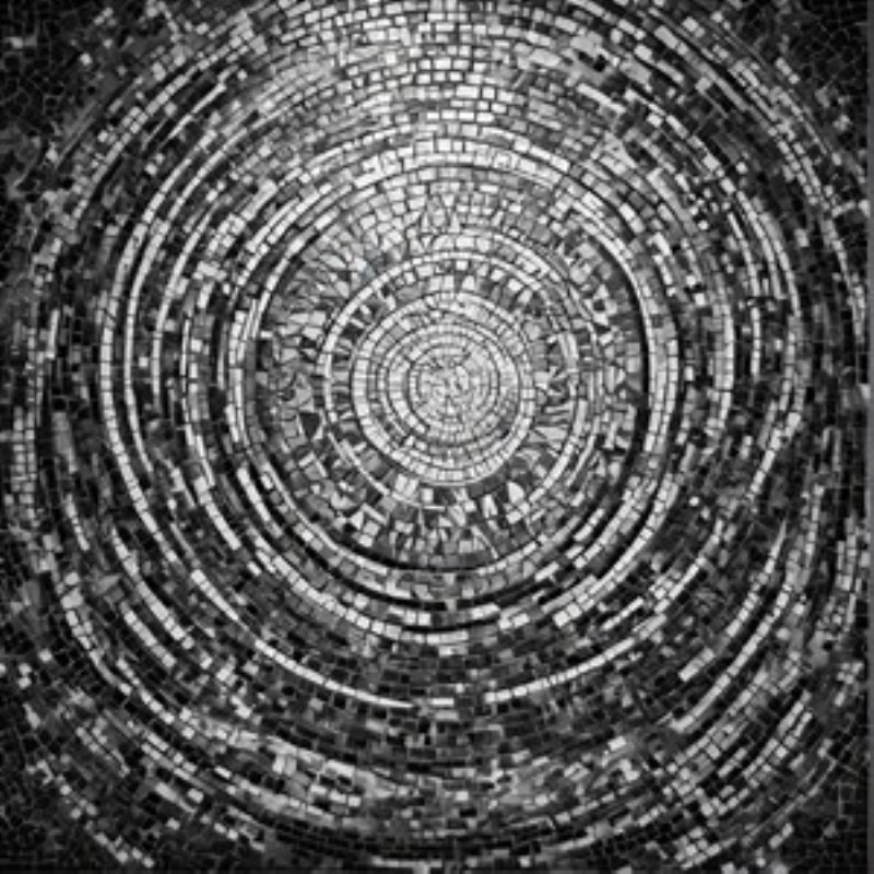Hypnotisk Mosaik i Sort og Hvid - Oplev det fortryllende mønster af denne sort-hvide mosaik, der skaber dybde og bevægelse. Det hypnotiske design inviterer til refleksion og stil i ethvert rum.