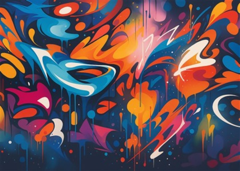 Funky Abstrakt Kunst: Farverig Energi - Oplev det pulserende liv i dette abstrakte kunstværk, hvor bølgende former smelter sammen i en dyb palet af blå, orange og pink nuancer. Dette værk tilføjer et strejf af farve og dynamik til ethvert rum, perfekt til dem, der ønsker at løfte stemningen i deres indretning.
