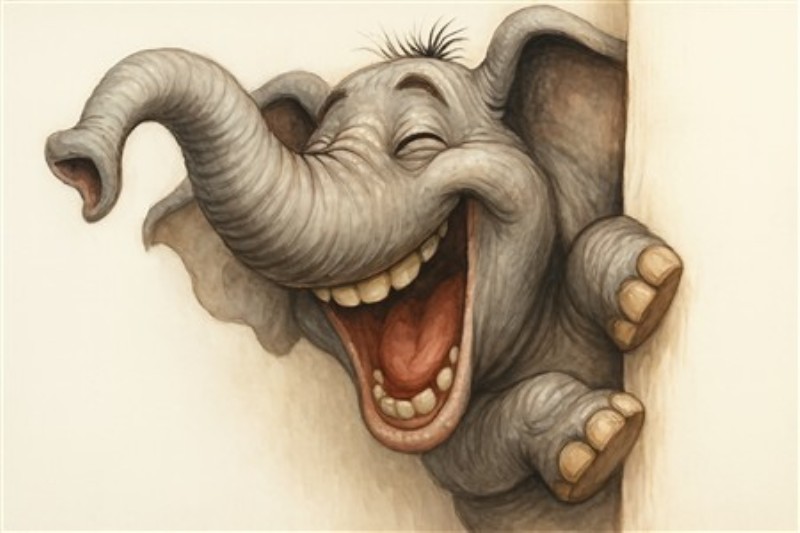 Smilende Elefant - Glæde i Hjemmet - Hvor kunne man ikke finde glæde med denne charmerende elefant! Den sprudlende elefant bringer liv og lys ind i ethvert rum, og dens smil smitter af på både børn og voksne. Perfekt til at skabe en munter og livlig atmosfære.