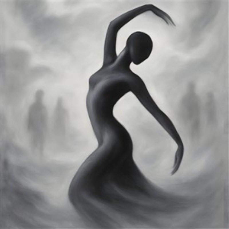 Tåget Danse i Skygger - Oplev den fortryllende elegance af en dansende skikkelse i en mystisk tåge. Dette abstrakte kunstværk tilføjer en drømmende atmosfære til dit hjem og skaber en samtale om skønhed og mystik.