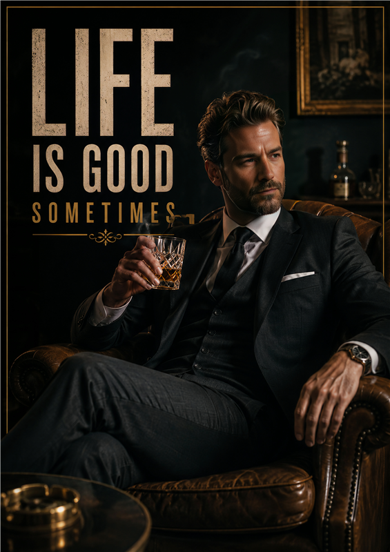 Livet er godt nogle gange - Oplev denne stilfulde plakat, der fanger essensen af at nyde livets små øjeblikke. Med sit elegante design og tankevækkende budskab er den perfekt til ethvert rum, der har brug for et strejf af klasse.