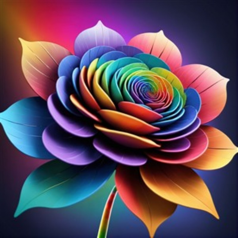 Spiralslående Farverig Blomst - Oplev skønheden i dette digitale kunstværk med en spiralformet blomst, der sprudler af livlige farver og detaljerede blade. Den perfekte tilføjelse til dit hjem, der bringer glæde og inspiration til ethvert rum.