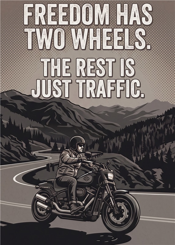 Frihed på To Hjul: Motiverende Plakat - Denne plakat fanger ånden af frihed på motorcykel med en inspirerende tekst. Perfekt til motocross-entusiasten eller som en motiverende udsmykning til dit hjem.