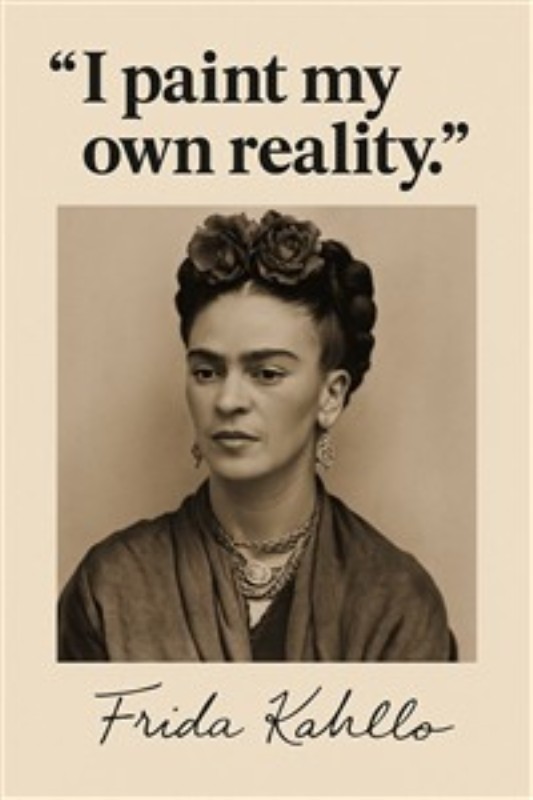 Frida Kahlo: Maleren af egen virkelighed - Oplev Frida Kahlos inspirerende ord, "I paint my own reality", indkapslet i et elegant portræt. Dette kunstværk inviterer til refleksion over kreativitet og selvudfoldelse, perfekt til ethvert rum, hvor personlighed og inspiration er i fokus.