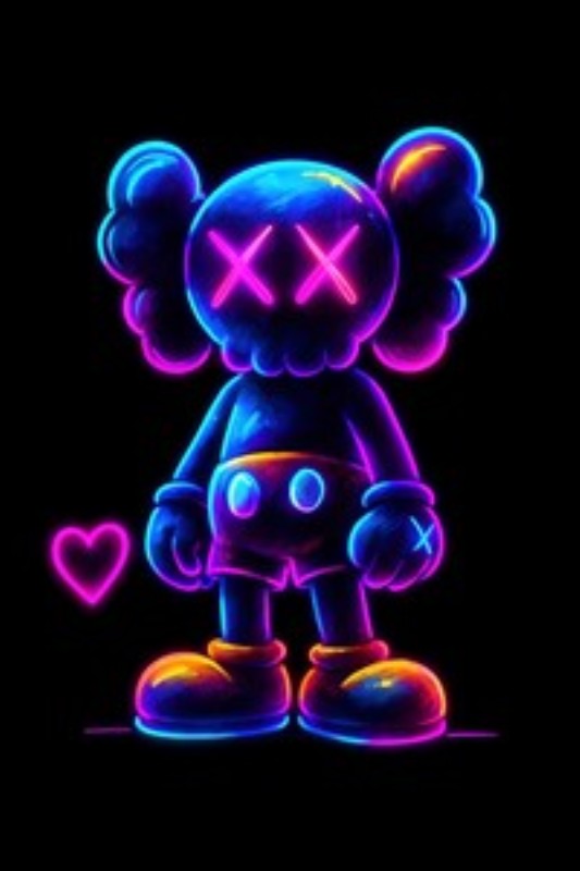 Glad Neon Figur med Hjerte - Denne farverige neonfigur sprudler af liv og glæde med sit elskelige hjerte. Dens legende udtryk og strålende farver bringer energi ind i ethvert rum og vil være et kærkomment blikfang.