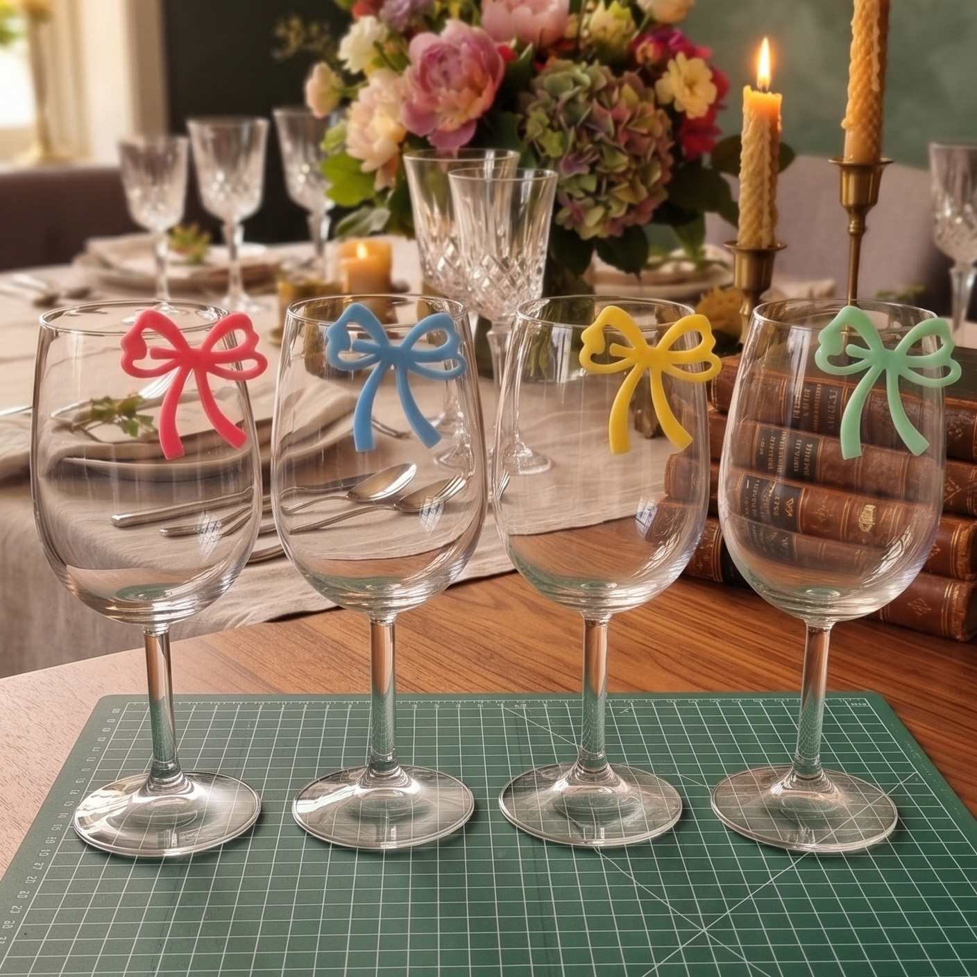 Genbrugelige Sløjfe Drink-Charms til Vinglas - Clip-on - Tilføj et personligt og festligt præg til din næste fest, middag eller sammenkomst med disse charmerende, 3D-printede sløjfe-glasmarkører!

Disse yndige sløjfer er designet med en smart og intuitiv clip-on funktion, der gør, at de nemt og sikkert kan klemmes fast på kanten af ethvert standard vinglas eller cocktailglas. De er den perfekte løsning til at sikre, at ingen gæster nogensinde blander deres glas sammen igen.

Unikt 3D-printet design: Hver sløjfe er omhyggeligt 3D-printet i en smuk, lyserød farve. Lag-på-lag strukturen giver et unikt og moderne look, der skiller sig ud.

Praktisk glasmarkør: Perfekt til fester, hvor gæsterne mingler. Med en sløjfe på glasset er det nemt at kende sit eget glas hele aftenen.

Clip-on funktion: Den fleksible klemme sikrer, at sløjfen sidder fast uden at falde af, men er samtidig nem at tage af og på.

Genbrugelig og holdbar: Fremstillet i stærkt plastik, der kan vaskes og bruges igen og igen. Et bæredygtigt alternativ til engangs-tags.

Perfekt gaveidé: En sjov og betænksom værtindegave, eller en sød lille detalje til borddækningen ved bryllupper, fødselsdage eller polterabends.