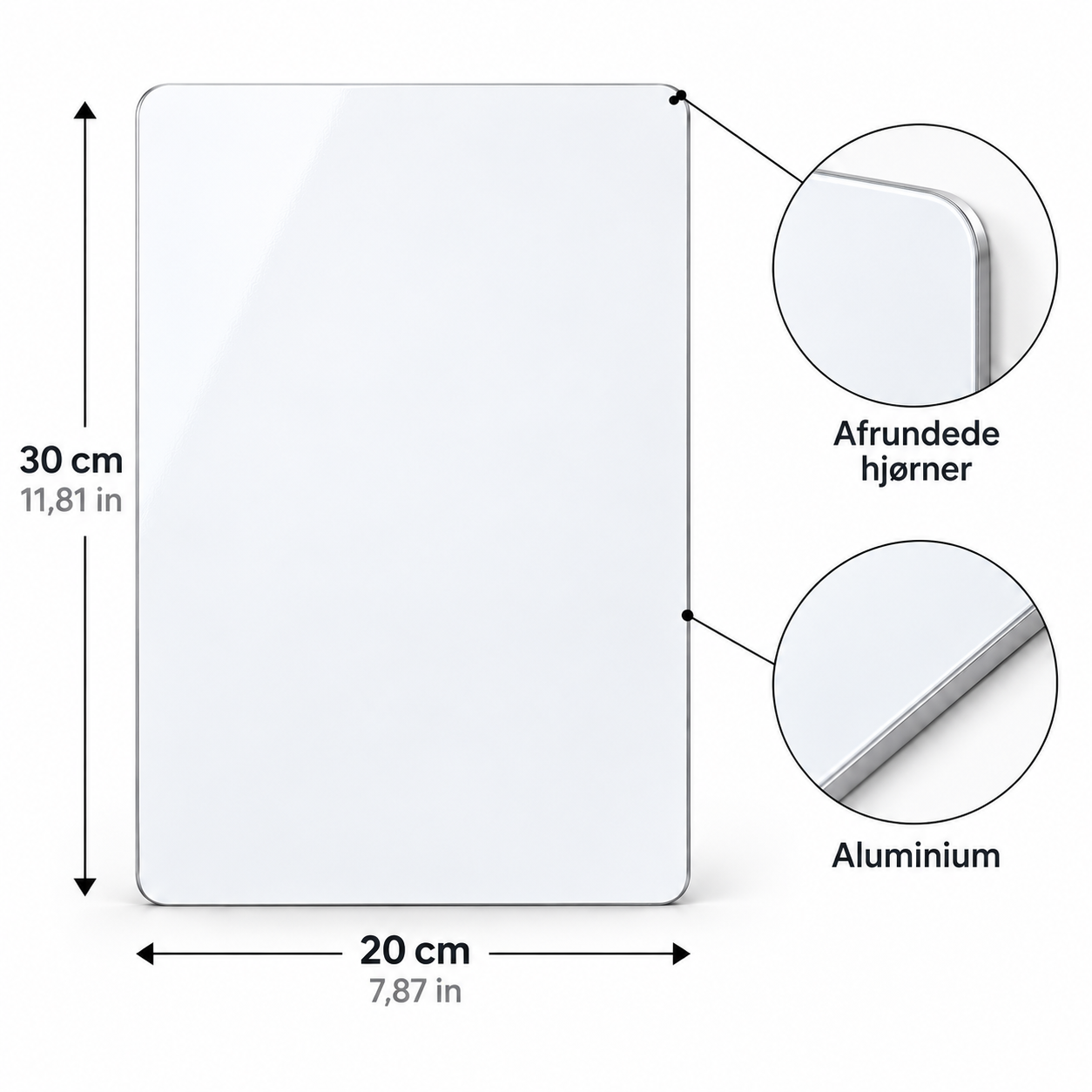 Hvid aluminiumsplade til UV-print og sublimation – 20 × 30 cm