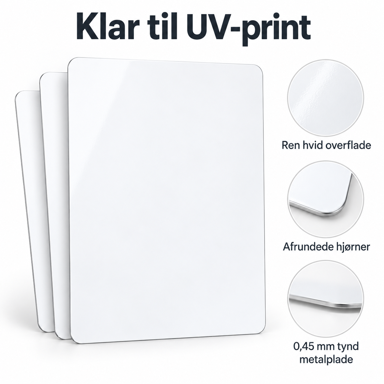 Hvid metalplade til UV-print – 20 × 25 cm