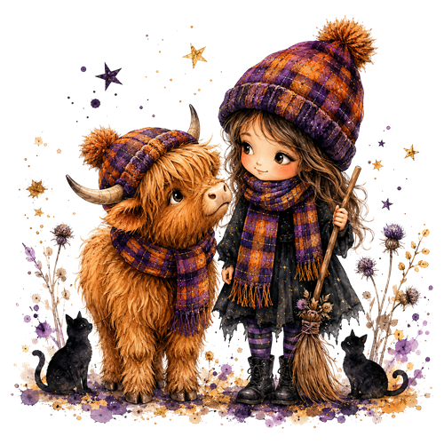 Halloween Highland Cow Clipart (11) sticker motiv