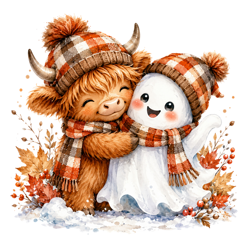 Halloween Highland Cow Clipart (12) sticker motiv