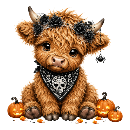 Halloween Highland Cow Clipart (14) sticker motiv