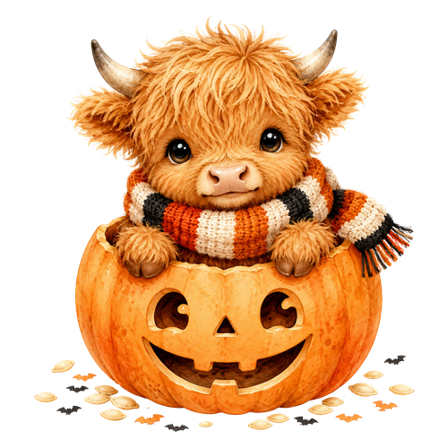 Halloween Highland Cow Clipart (15) sticker motiv