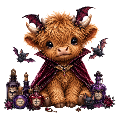 Halloween Highland Cow Clipart (17) sticker motiv