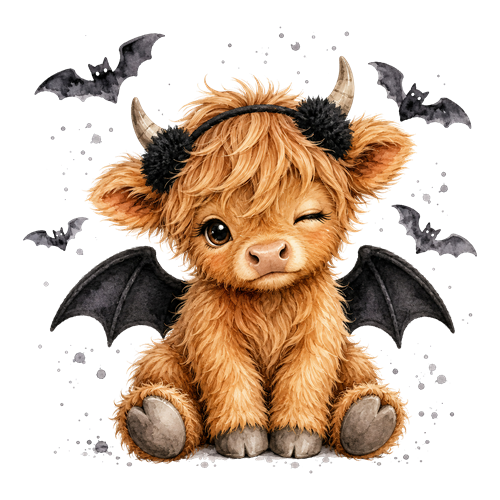 Halloween Highland Cow Clipart (2) sticker motiv