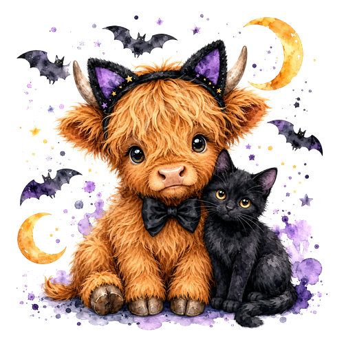 Halloween Highland Cow Clipart (21) sticker motiv