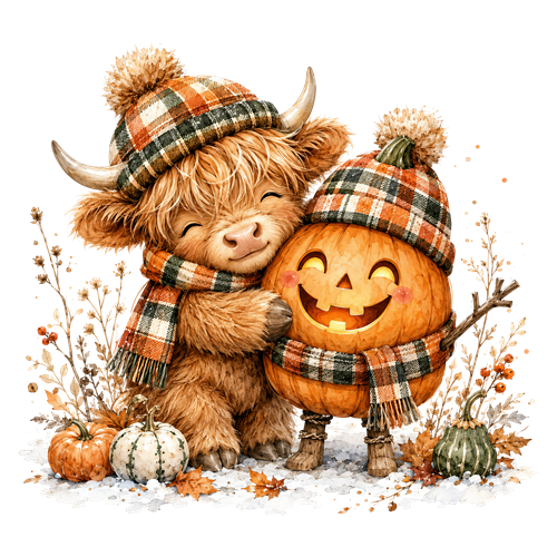 Halloween Highland Cow Clipart (22) sticker motiv