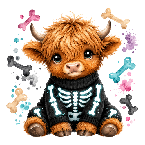 Halloween Highland Cow Clipart (4) sticker motiv